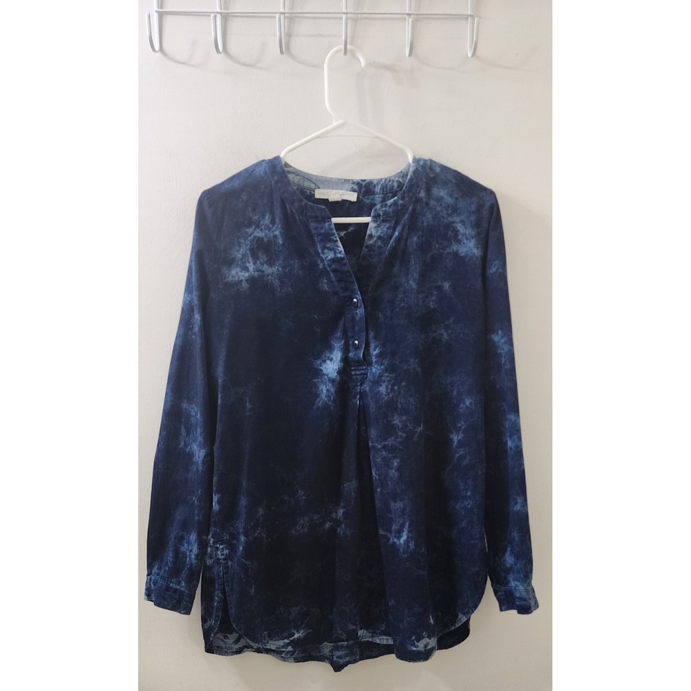 Pure Jill J. Jill Women Blue Tie Dye Organic Cotton Tunic Top WTP217241 Small
